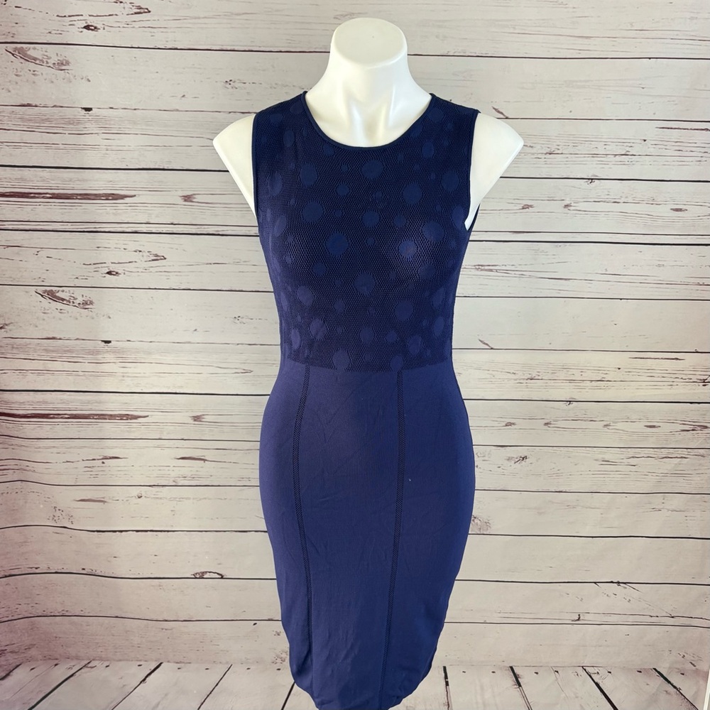 Marc New York Textured Knit Sleeveless Body Con Dress Navy Blue Size Small NWOT